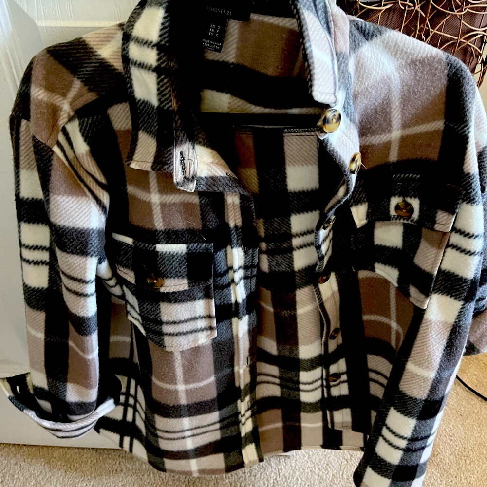 Grey and white checked Shacket